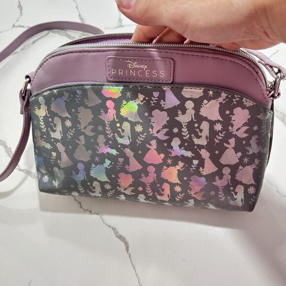 Disney Princess Purple Lilac Iridescent Holographic Foil Crossbody Bag GUC - Picture 2 of 16